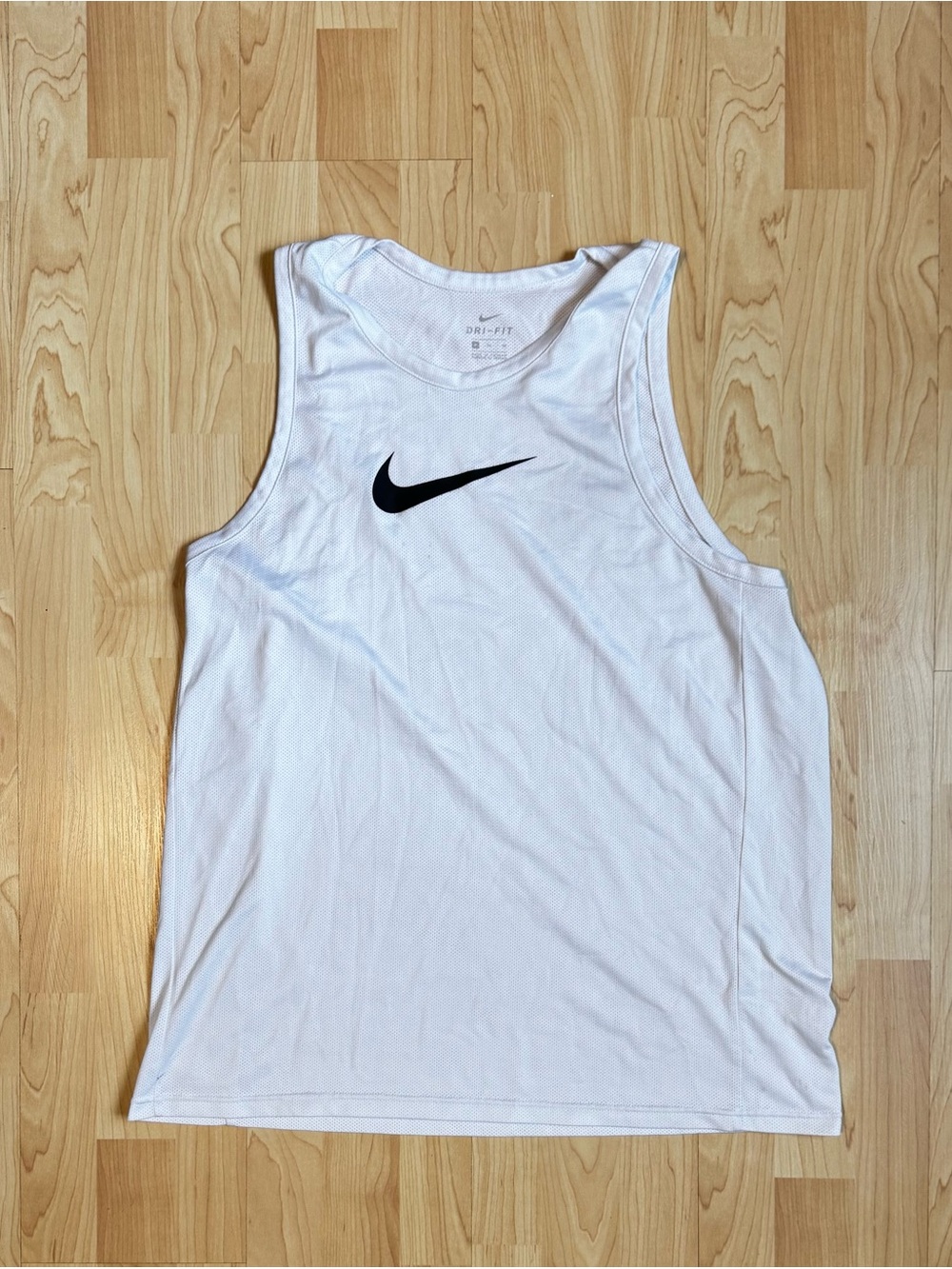 Nike White Athletic Tank Top with Black Swoosh